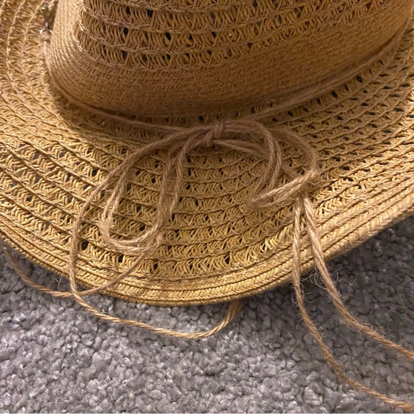 Scala Boston Proper Hat Women’s O/S Tan Paper Beaded Beach Boho Cowgirl NWT - Picture 6 of 9